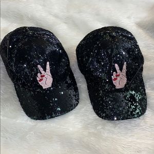 One size glittery peace sign hat